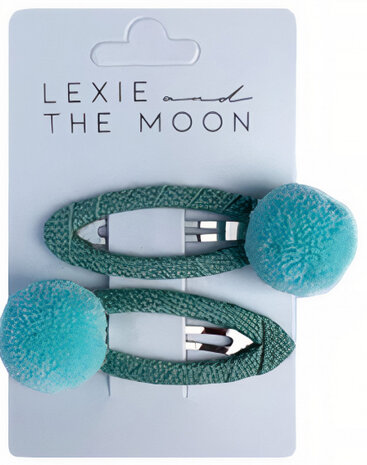 haarspeldjes Pom Pom meisjes mintgroen 2 stuks