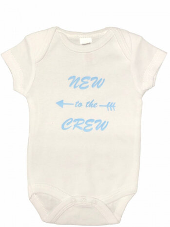 romper New to the Crew katoen wit/blauw maat 50/56