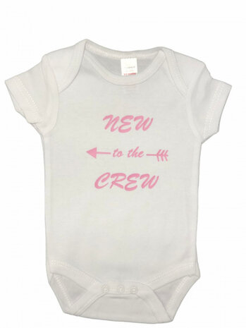 romper New to the Crew katoen wit/roze maat 50/56