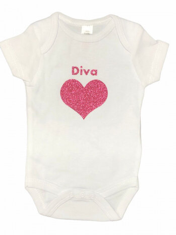 romper Diva meisjes katoen wit/fuchsia maat 62/68