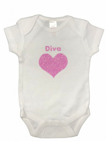 romper Diva meisjes katoen wit/roze maat 62/68