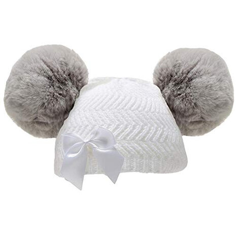 babymuts met strikje meisjes acryl wit maat S
