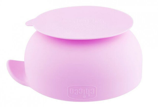 kom met zuignap meisjes 12,5 cm siliconen roze