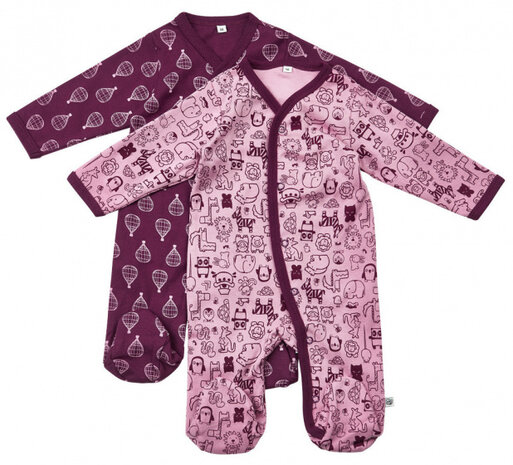 slaapromper junior katoen paars/lila 2 stuks maat 62