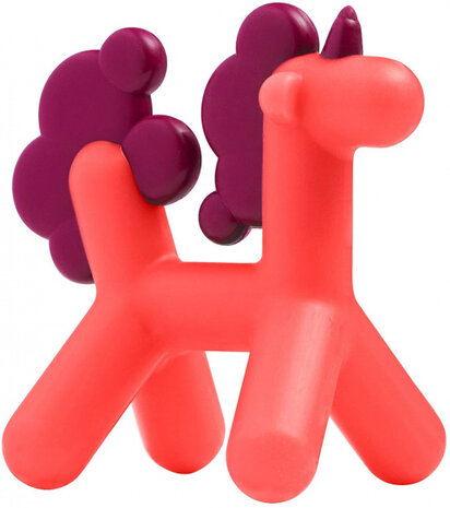 bijtfiguur eenhoorn 4 x 12,5 cm siliconen rood