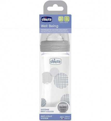 zuigfles 240 ml polymeer/siliconen grijs/transparant