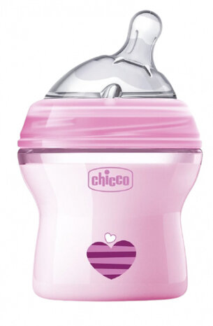 zuigfles Bimba 2m+ 250 ml polymeer/siliconen roze