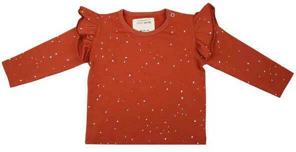 longsleeve Ruffle Dots katoen roestbruin mt. 110