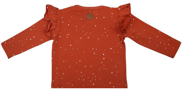 longsleeve Ruffle Dots katoen roestbruin mt. 110