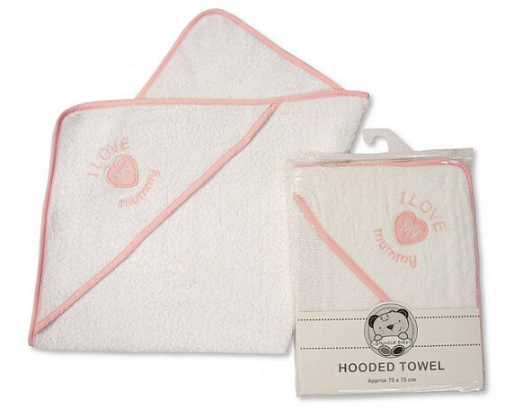 badcape 75 x 75 cm katoen wit/roze