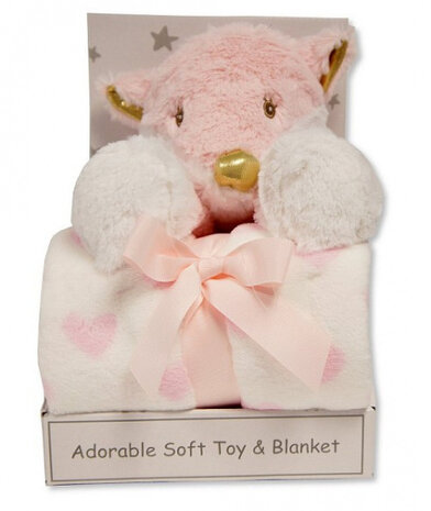 fleecedeken met vos 75x90 cm polyester roze