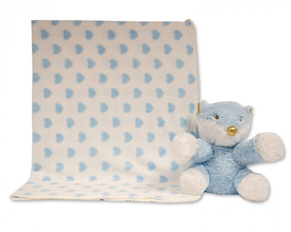 fleecedeken met vos 75x90 cm polyester blauw
