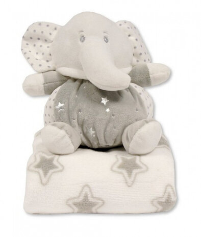 fleecedeken met olifant 75x90 cm polyester grijs