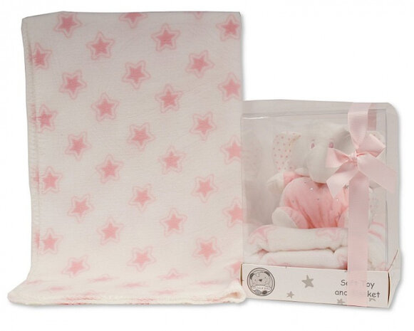 fleecedeken met olifant 75x90 cm polyester roze