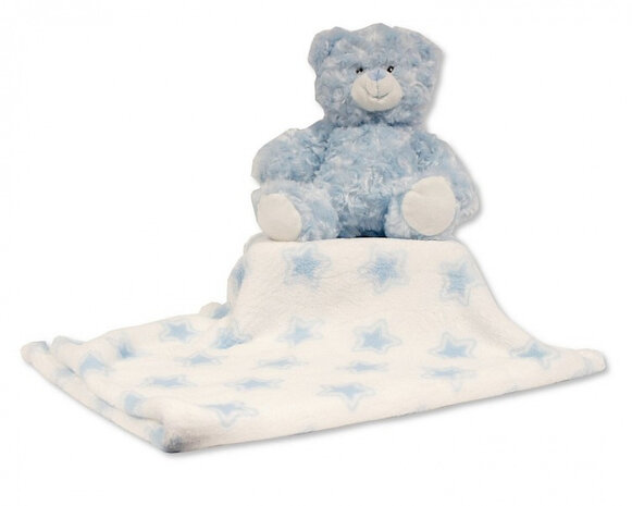 fleecedeken met beertje 75x90 cm polyester blauw