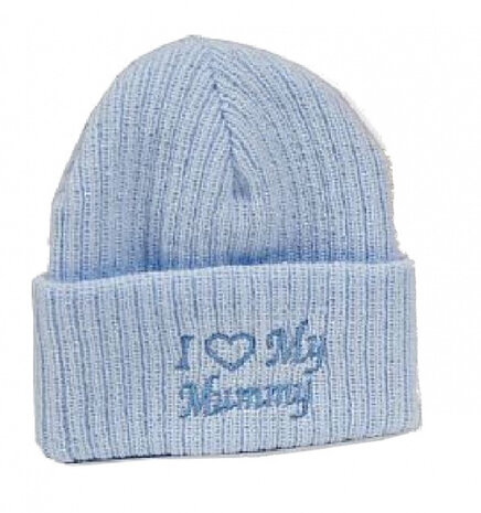 babymuts I Love My Mummy 0-3 maanden blauw