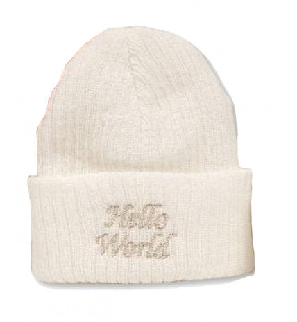 babymuts Hello World 0-3 maanden wit
