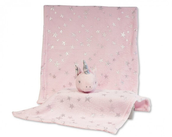 knuffeldoek en deken set polyester roze 2-delig
