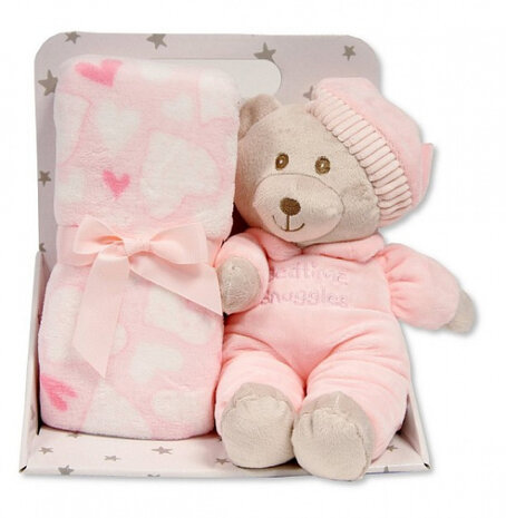 fleecedeken met teddybeer 75x90 cm polyester roze