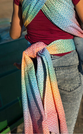 draagdoek Sling Little Hearts Rainbow katoen maat S