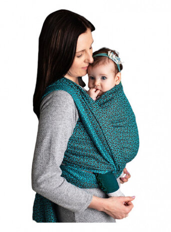draagdoek Sling Little Hearts katoen turquoise mt M
