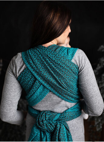 draagdoek Sling Little Hearts katoen turquoise mt M