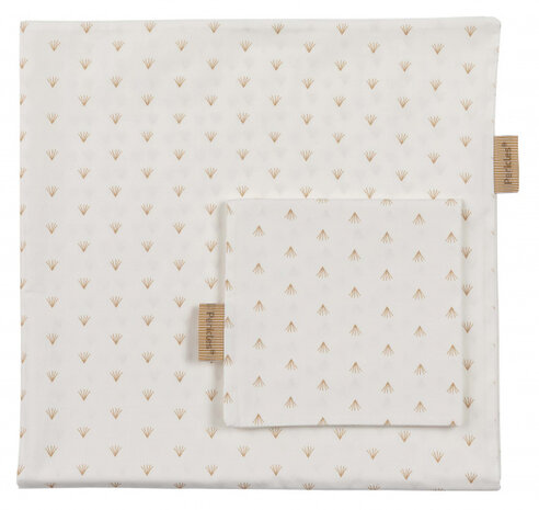 donsovertrek wieg 80 x 80 cm katoen wit/goud 2-delig