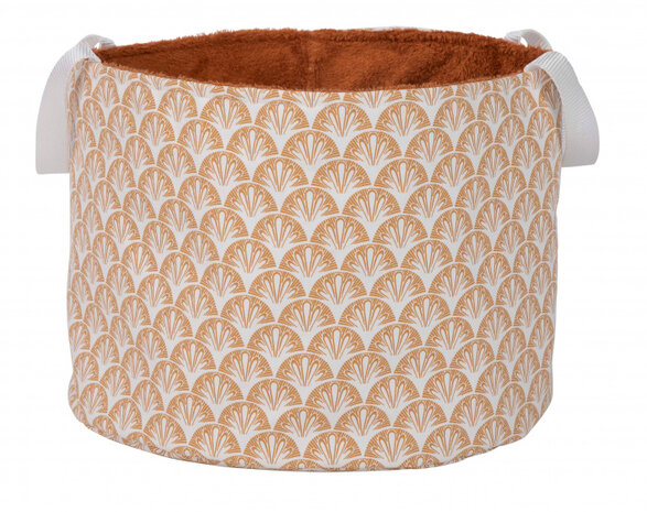 opbergmand 34 x 25 cm katoen/badstof wit/bruin