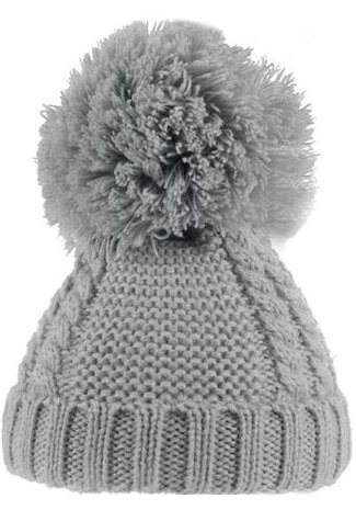 muts pompom junior acryl grijs 6-18 maanden