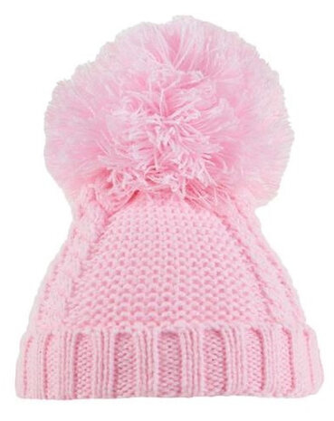 muts pompom junior acryl roze 6-18 maanden