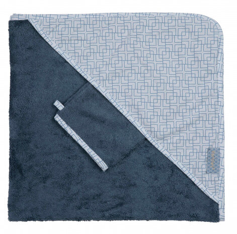 badcapeset 80 cm katoen/bamboe blauw