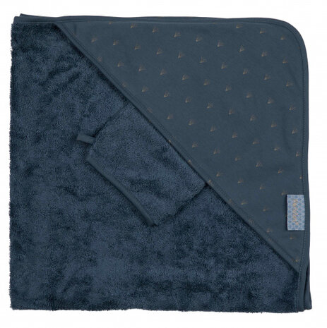 badcapeset 80 cm katoen/bamboe donkerblauw