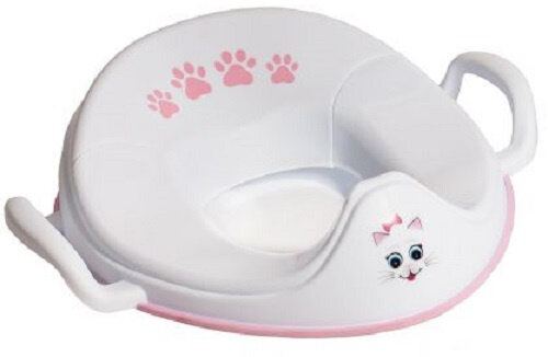 toiletverkleiner My Carry Potty Kat 23 x 15 cm wit/roze