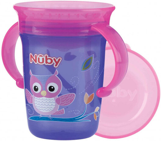 drinkbeker 360&deg; Wonder cup 240 ml 17 cm siliconen paars