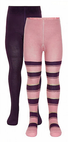 leggings meisjes katoen roze/paars 2 stuks mt 80-86