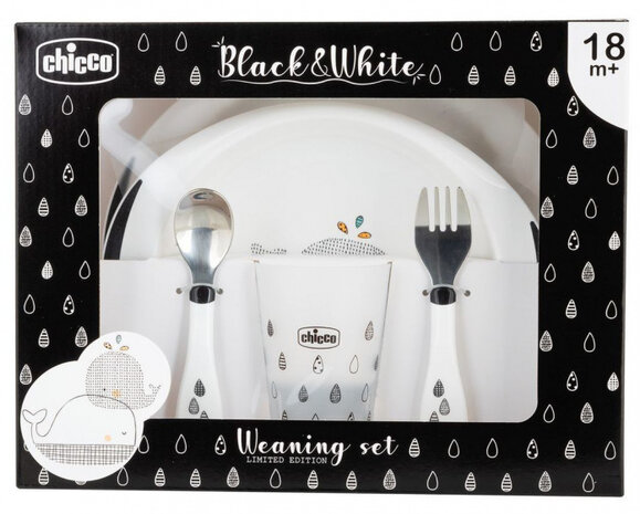 maaltijdset walvis junior zwart/wit 5-delig