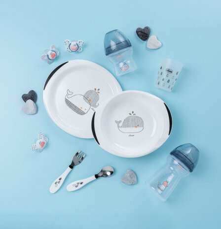maaltijdset walvis junior zwart/wit 5-delig