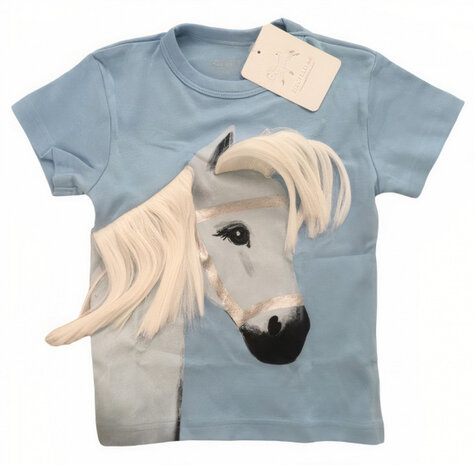 T-shirt korte mouw Pony Stella meisjes katoen blauw mt 128