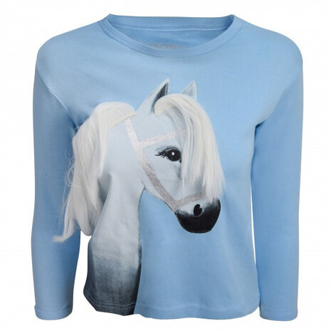 T-shirt lange mouw Pony Stella meisjes katoen blauw mt 98