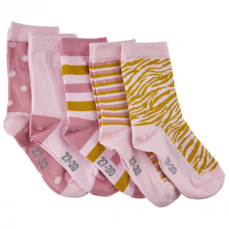 babysokken katoen roze mt 19-22 5 paar
