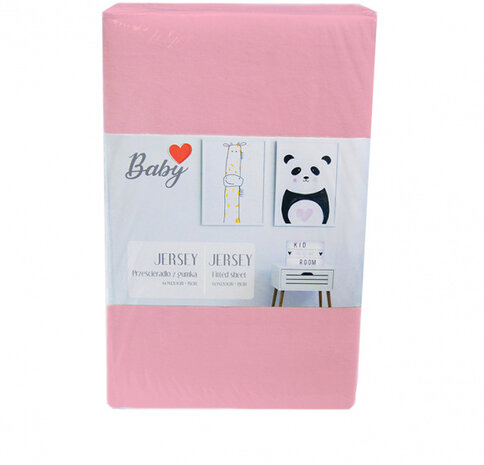 hoeslaken Jersey 60 x 120 cm katoen roze