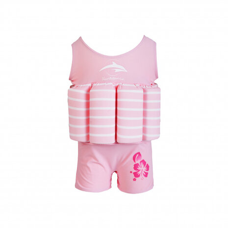 drijfpak Breton Stripe junior lycra roze mt 1-2 jaar