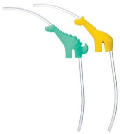 drinkrietjes junior 19,2 cm groen/geel/transparant 2-delig