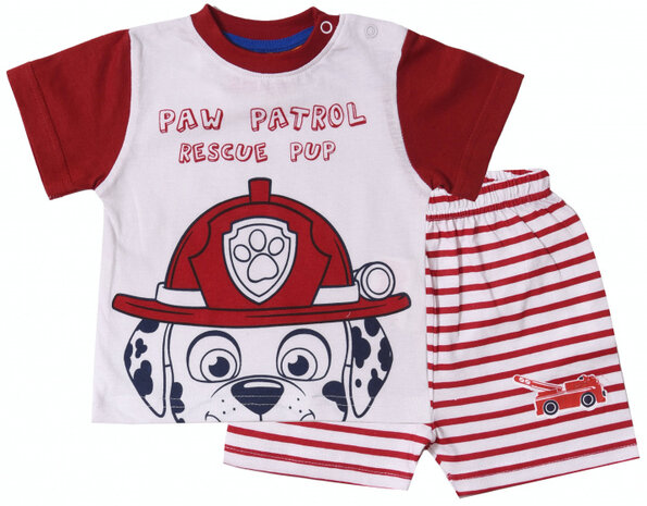 strandkledingset jongens katoen rood/wit mt 3 mnd