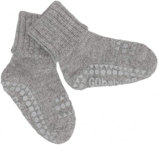 sokken Alpaca junior wol/siliconen grijs maat 20-22