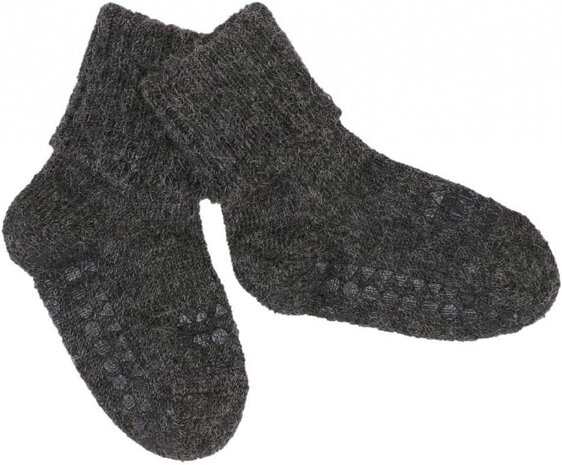 sokken Alpaca junior wol donkergrijs maat 20-22