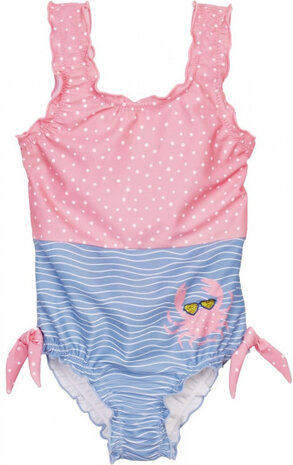 badpak meisjes polyamide roze/blauw maat 74/80