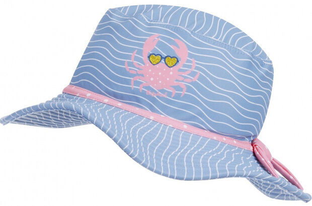 zonnenhoed Krab meisjes polyester blauw/roze mt 51 cm