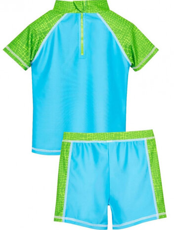 badpak Dino jongens polyester blauw/groen mt 74/80