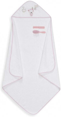 badcape en thermometer 100 cm katoen roze 2-delig